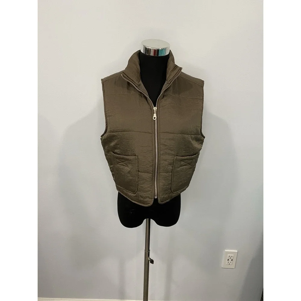 VINTAGE Dockers Puffer Vest Jacket Women's Brown Outdoor 90s‎